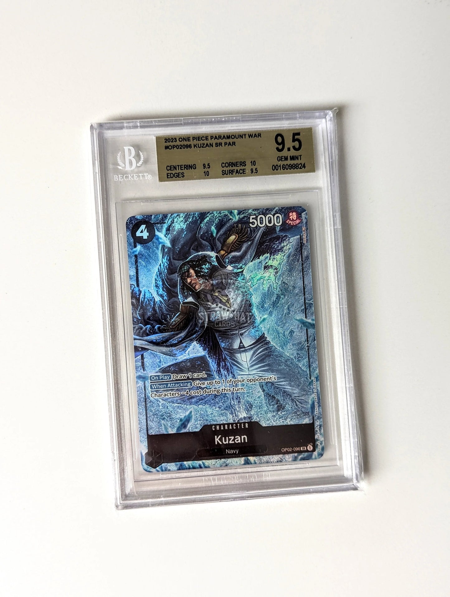 One Piece Op02 Paramount War Kuzan Op02-096 Sr Alt-Art/Parallel - Bgs 9.5 Gem Mint [Eng