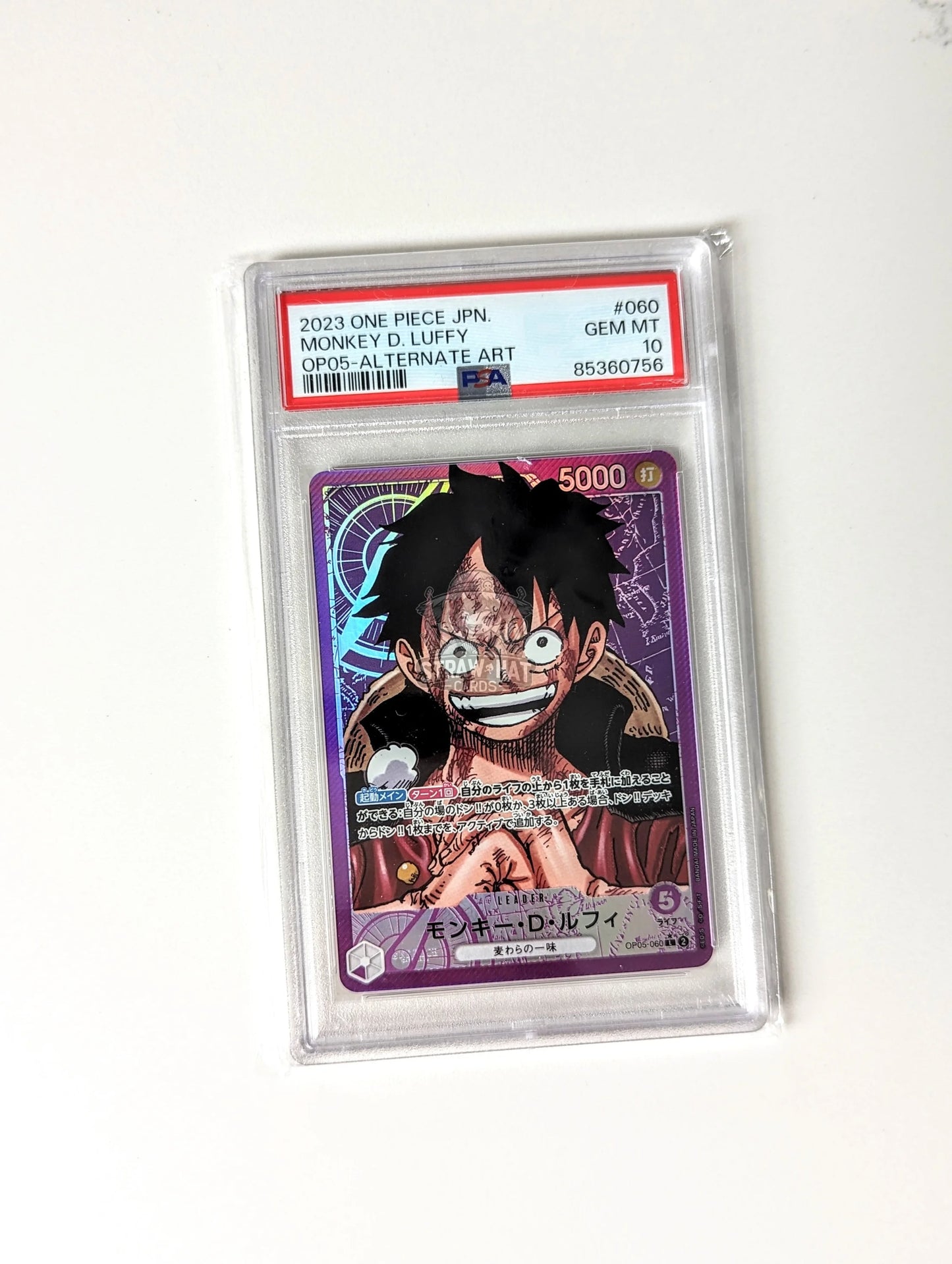 One Piece Op05 Awakening Of The New Era Monkey.d.luffy Op05-060 L Alt-Art/Parallel Card - Psa 10