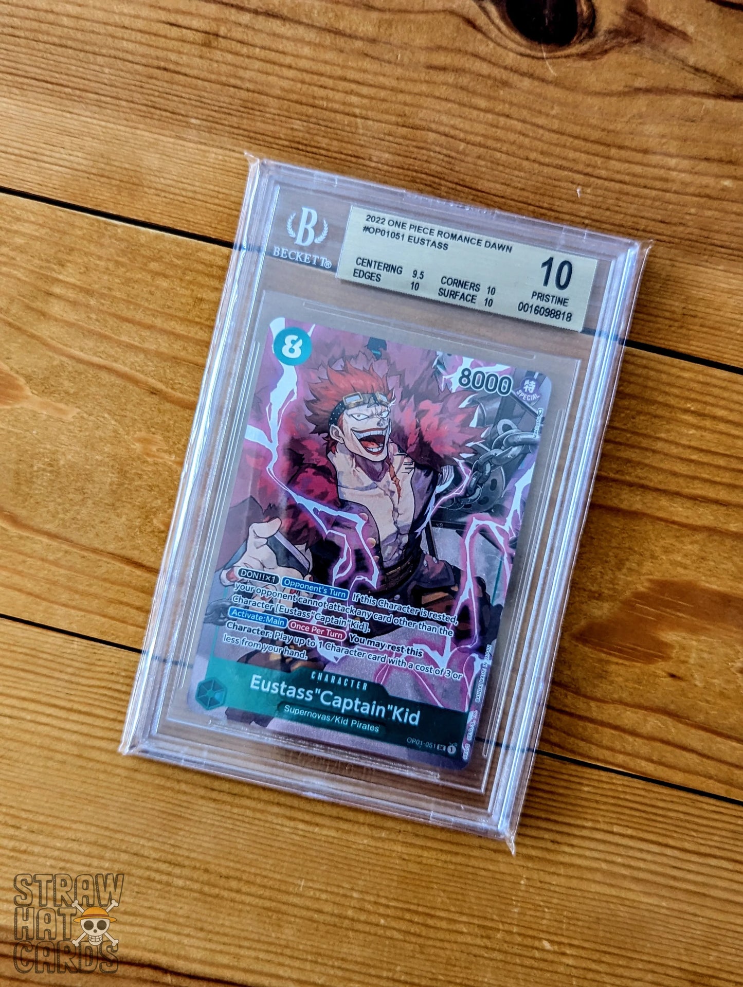 One Piece Op01 Romance Dawn Eustass Captain Kid Op01-051 Sr - Bgs 10 Pristine [Eng ] Trading Card