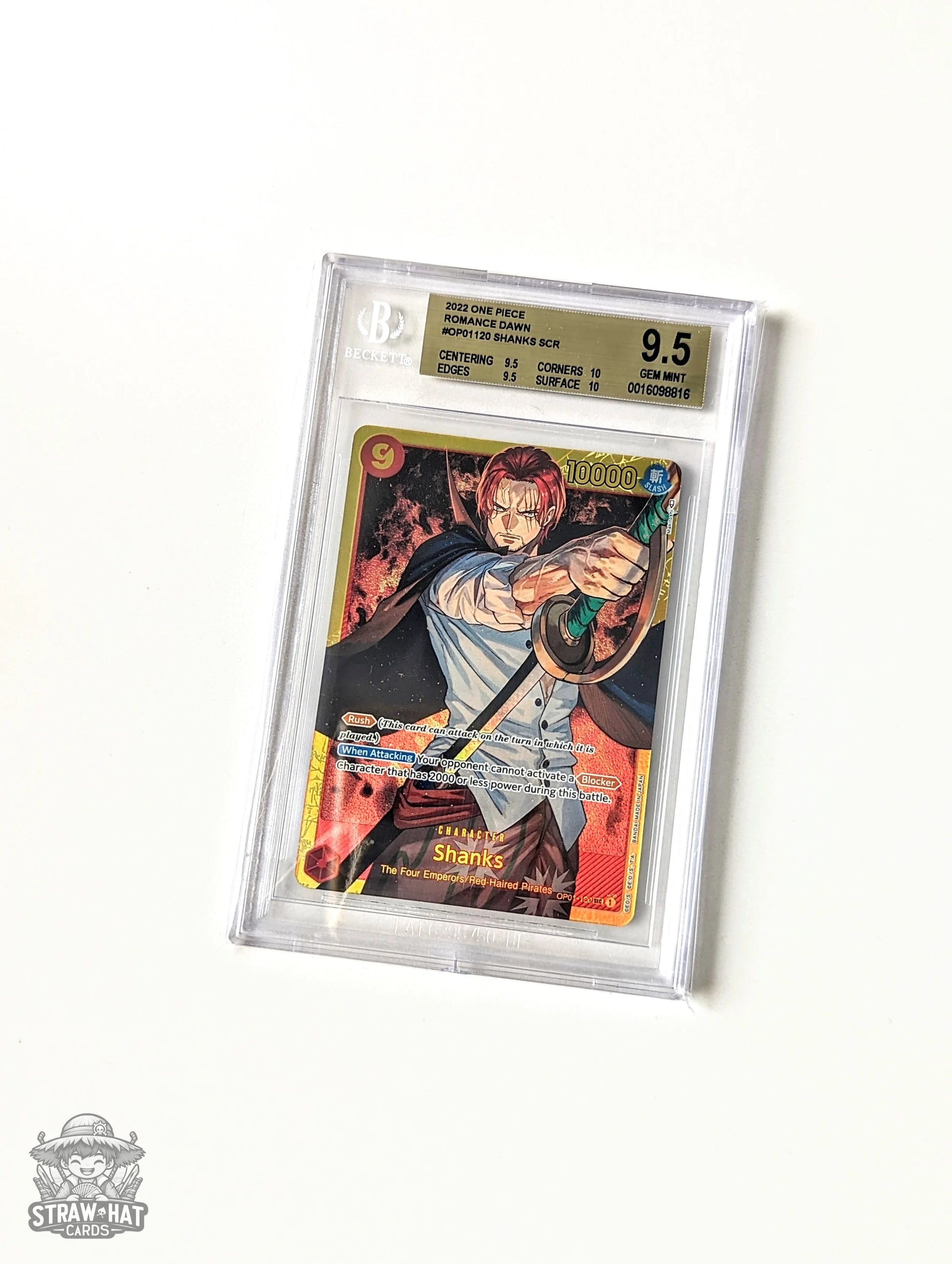 One Piece Op01 Romance Dawn Shanks Op01 - 120 Sec - Bgs 9.5 Gem Mint [Eng 🏴󠁧󠁢󠁥󠁮󠁧󠁿] Trading Card