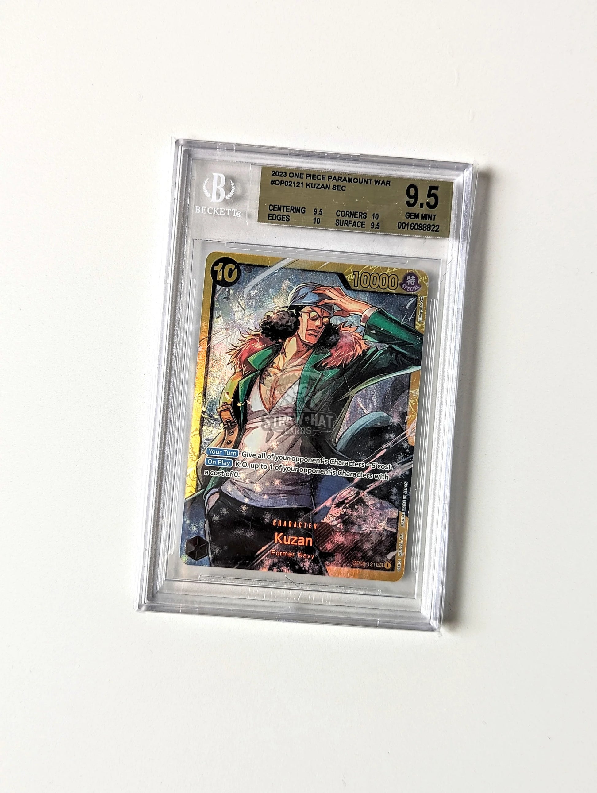 One Piece Op02 Paramount War Kuzan Op02-121 Sec - Bgs 9.5 Gem Mint [Eng 🏴󠁧󠁢󠁥󠁮󠁧󠁿] Trading Card