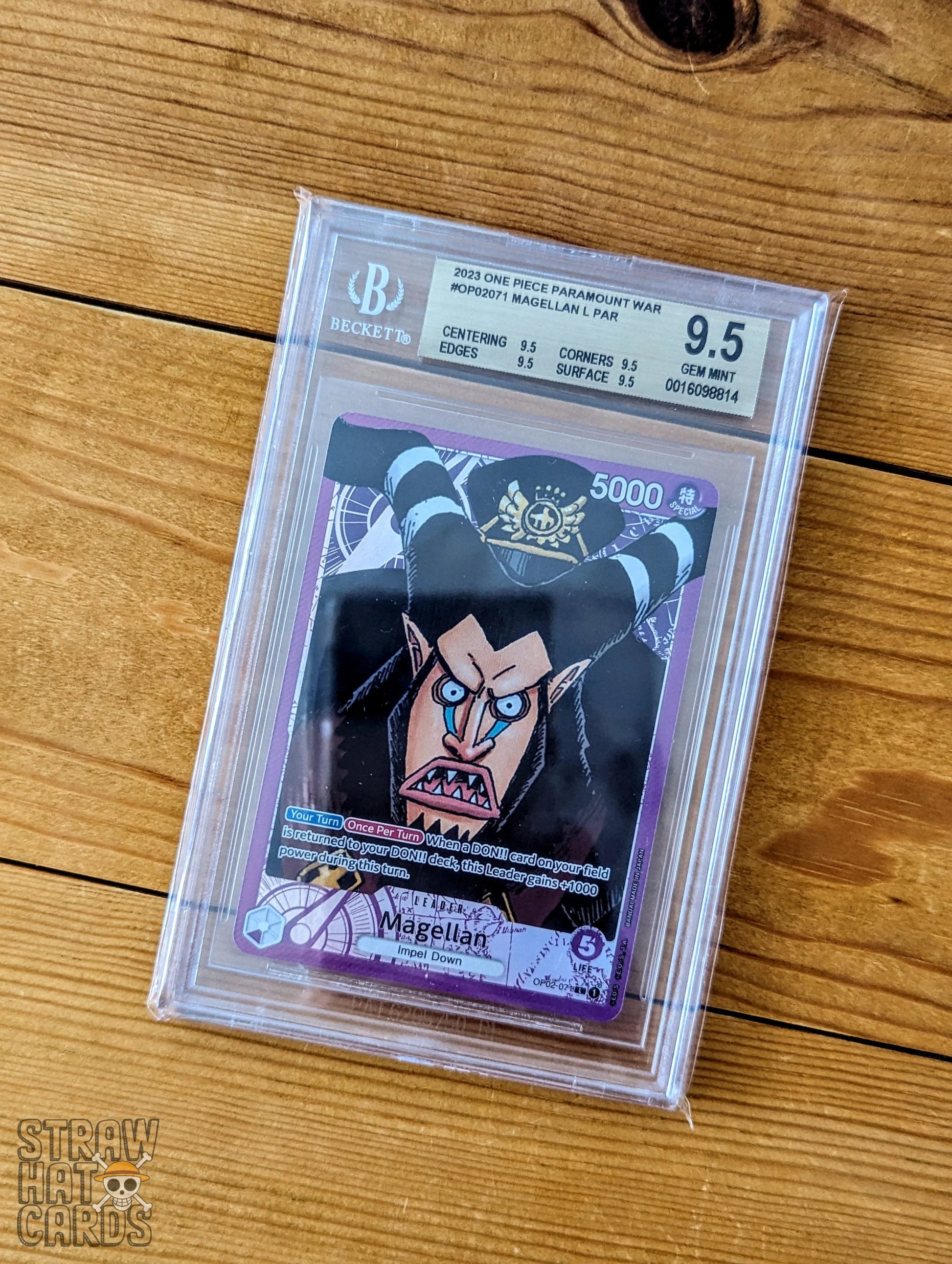 One Piece Op02 Paramount War Magellan Op02-071 L - Bgs 9.5 Gem Mint [Eng ] Trading Card