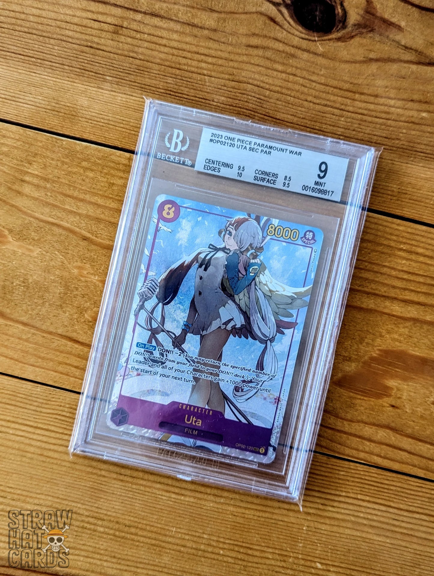 One Piece Op02 Paramount War Uta Op02-120 Sec - Bgs 9 Mint [Eng ] Trading Card