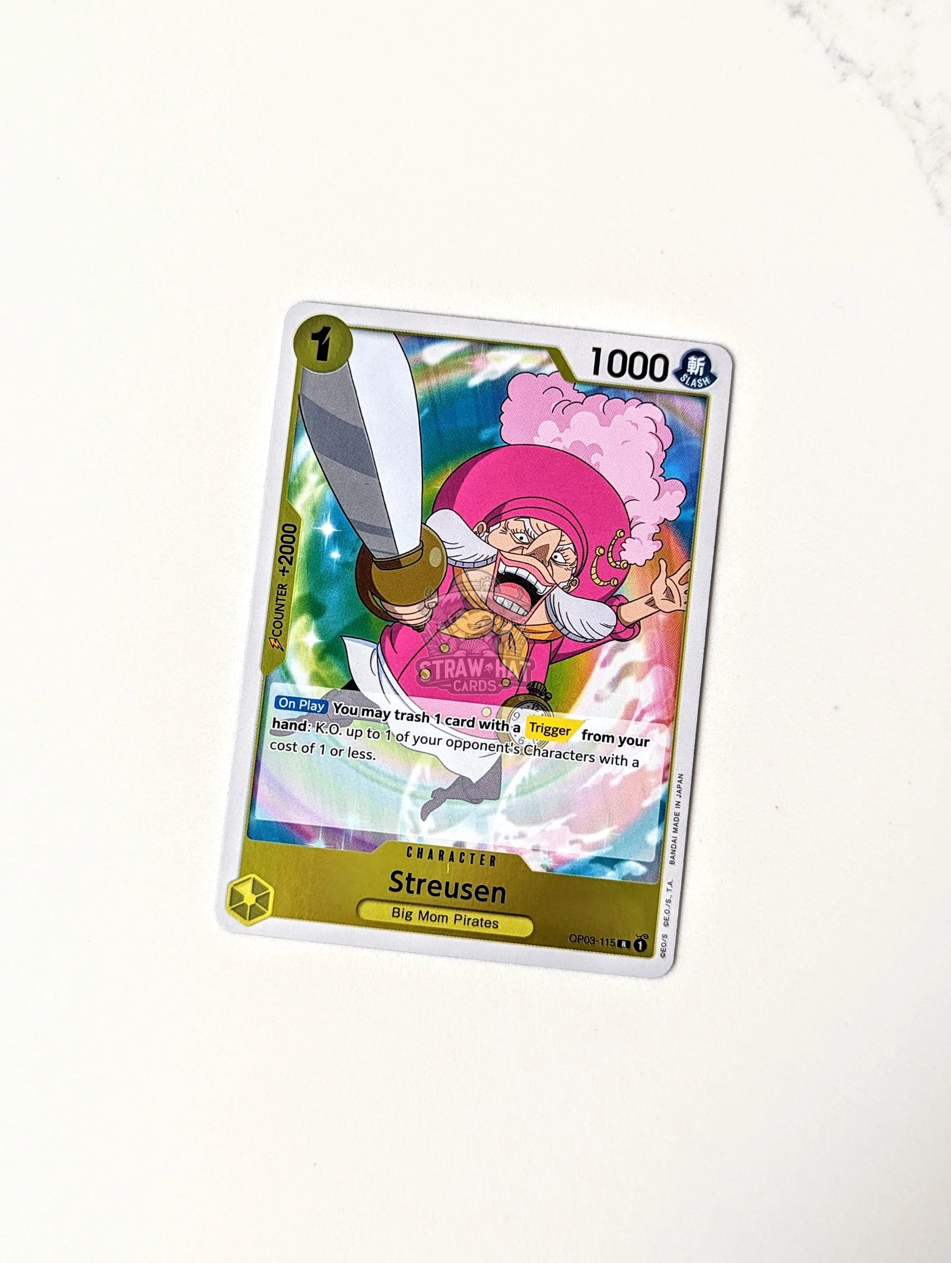 One Piece Op03 Pillars Of Strength Streusen Op03-115 R Card [Eng 🏴󠁧󠁢󠁥󠁮󠁧󠁿] Trading Card