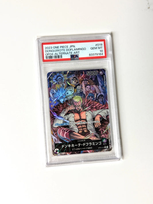 One Piece Op04 Kingdoms Of Intrigue Donquixote Doflamingo Op04-019 L Alt-Art/Parallel Card - Psa 10