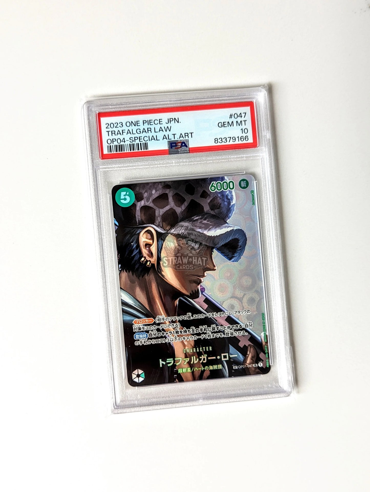 One Piece Op04 Kingdoms Of Intrigue Trafalgar Law Sp Op01-047 Sr Alt-Art/Parallel Card - Psa 10