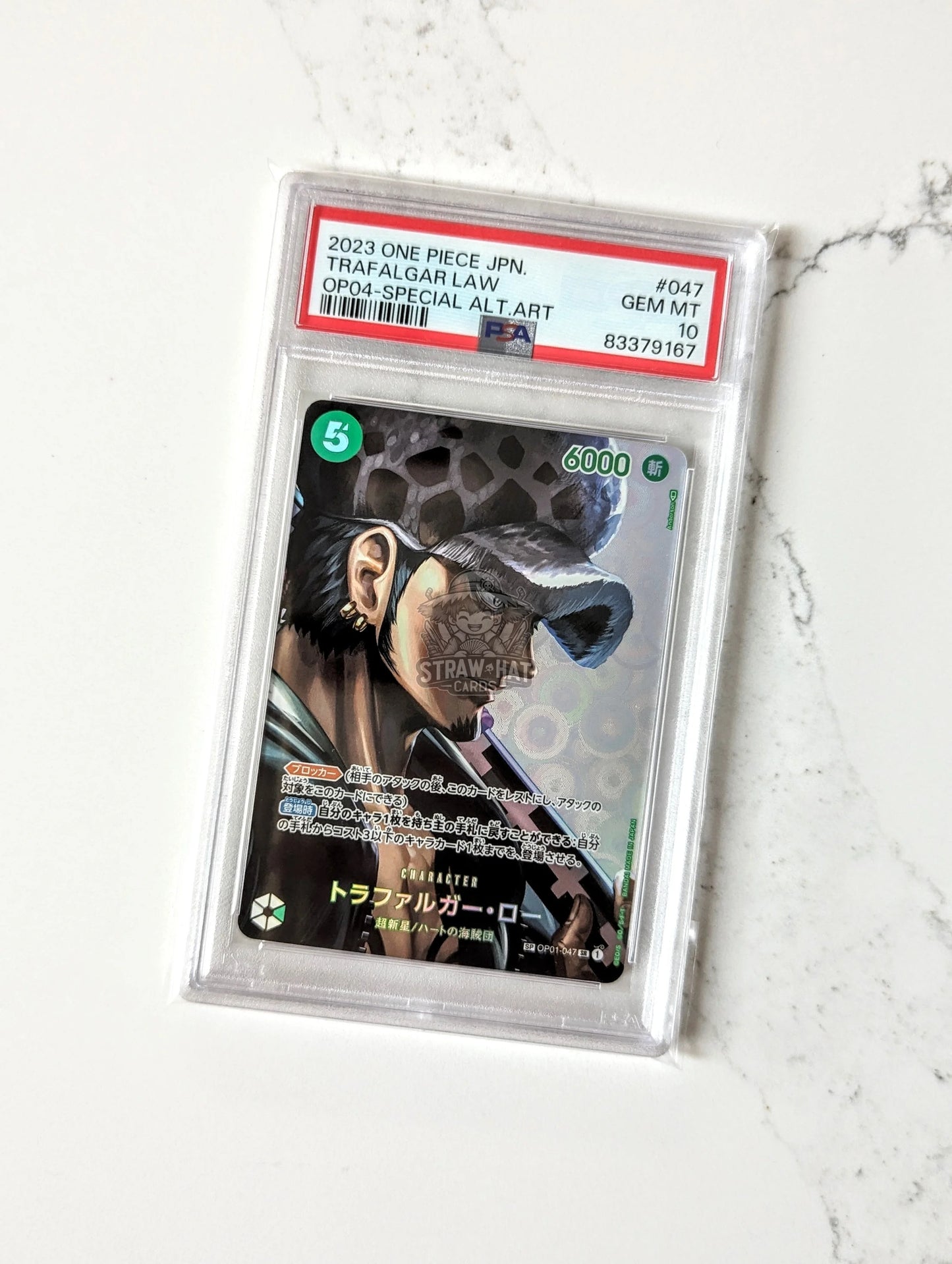 One Piece Op04 Kingdoms Of Intrigue Trafalgar Law Sp Op01-047 Sr Alt-Art/Parallel Card - Psa 10 [Jpn