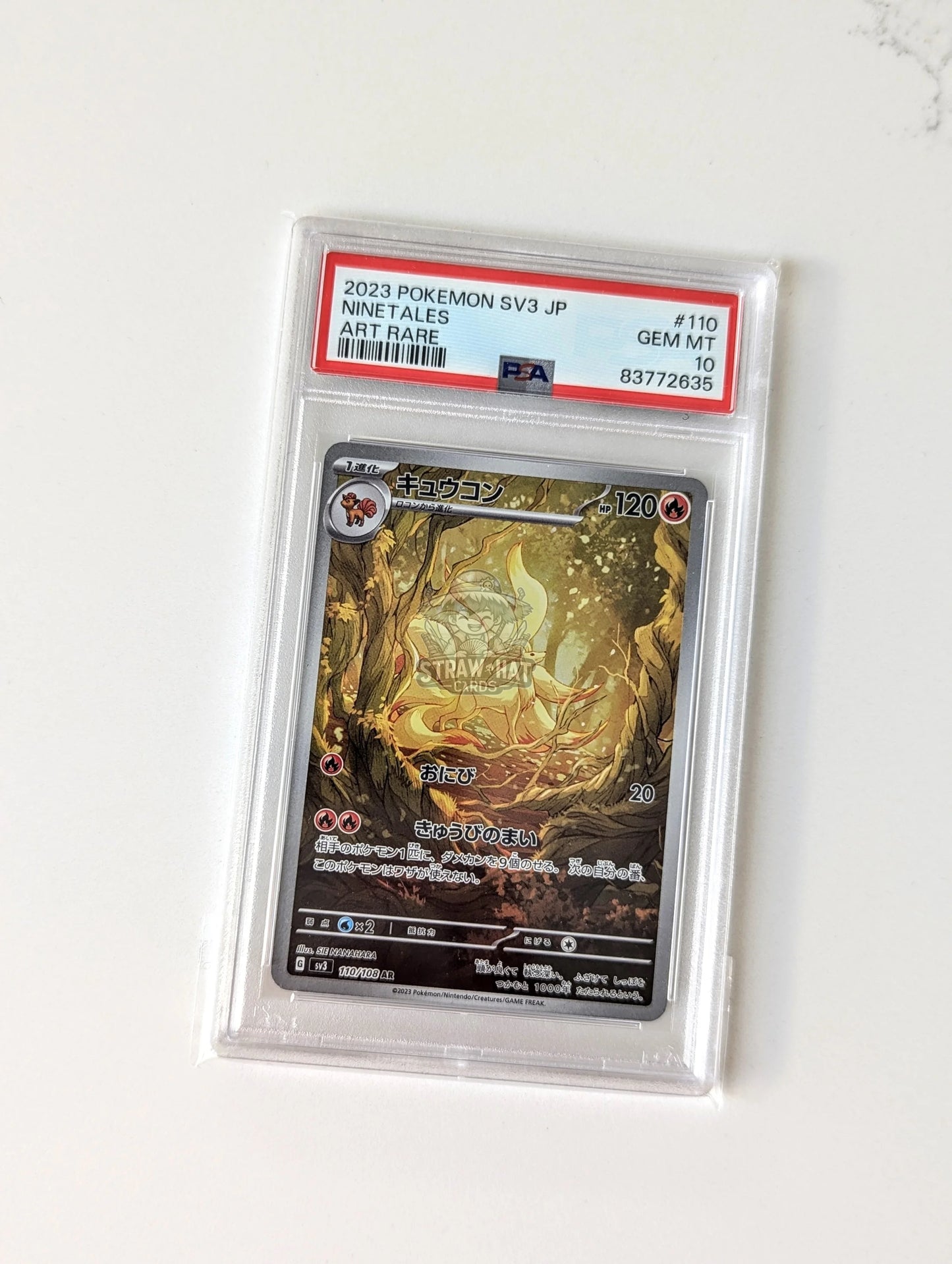 Pokemon Ninetales Sv3 Ruler Of The Black Flame 110/108 Ar - Psa 10 [Jpn 🇯🇵] Trading Card